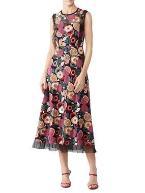 RED Valentino Floral Embroidered Sleeveless Midi Length Dress Multicolor 40/4